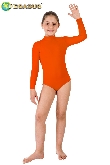 BODY DANZA COLLO ALTO LYCRA ARANCIONE BAMBINA